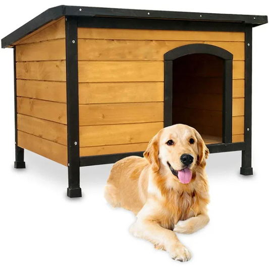 Outdoor Wooden Dog House Pine Wood XL 89x31x32 Inch with Roof Ventilation