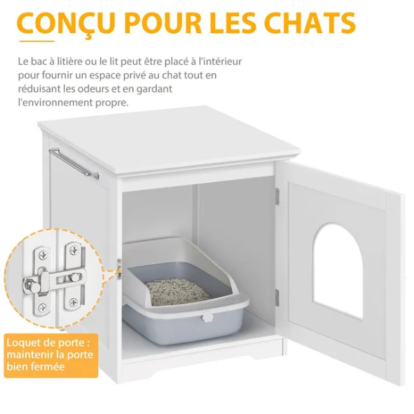 Cat Litter Box Furniture with Door 50x53x55cm Enclosed Cat Toilet House