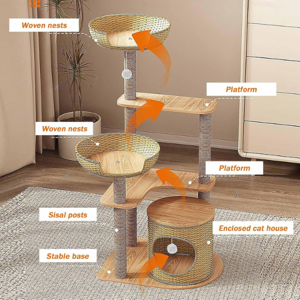 Cat Tree Tower with Sisal Scratching Post Condo for Cats