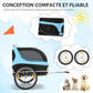 Foldable Dog Bike Trailer Pet Carrier with Oxford Canvas, Flag, 8 Reflectors, Max Load 88 lbs