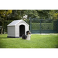 Beige and Brown Plastic Dog House 39 x 37 x 39 inches Durable Outdoor Pet Kennel Shelter