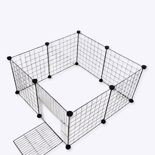 Foldable Metal Dog Playpen with Iron Gates and Safety Barriers