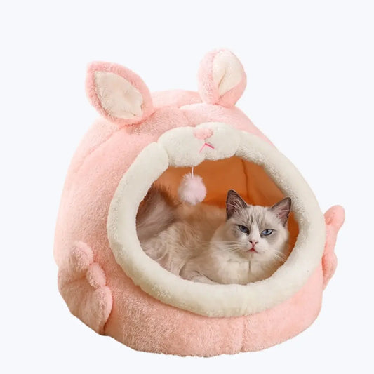 Rabbit Shaped Cat Bed Cozy Soft Pet Sleeping Bag for Cats