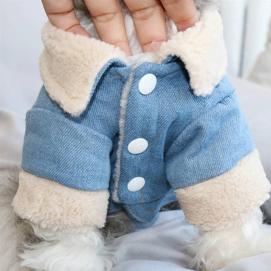 Winter Dog Coat Denim Jacket Warm Outerwear for Small Medium Large Dogs