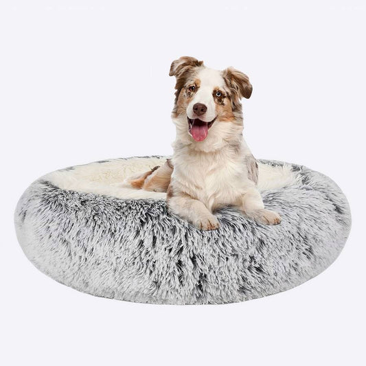 XXL Gray Cotton and Plush Dog Bed Basket