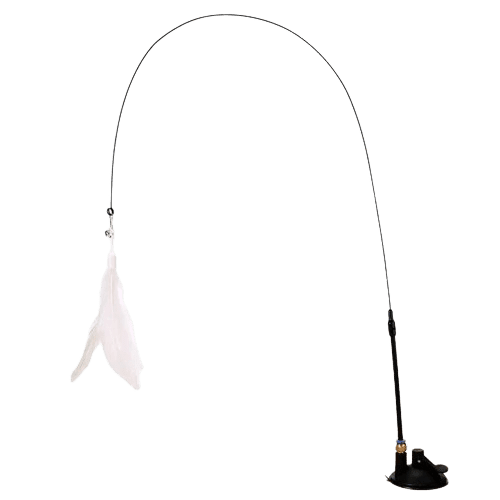 Cat Fishing Pole Toy with Suction Cup for Interactive Play