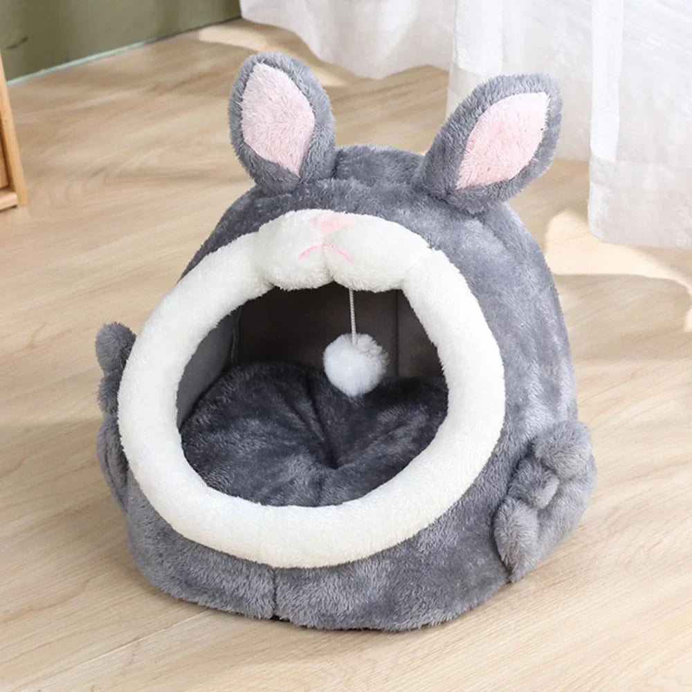 Rabbit Shaped Cat Bed Cozy Soft Pet Sleeping Bag for Cats