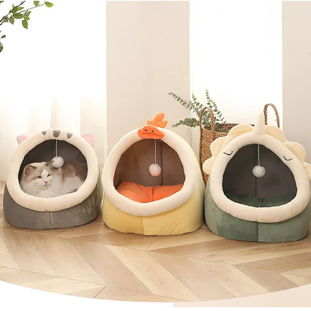 Soft Cat Bed Cozy Cat Basket Plush Pet Lounger