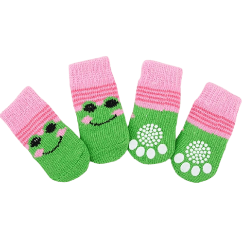 Dog Socks with Frog Design Cute Non Slip Pet Socks for Small and Medium Dogs