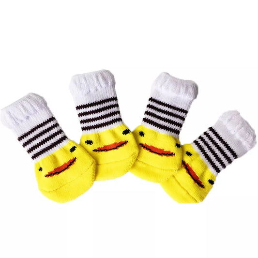 Dog Socks Yellow Striped Non Slip Pet Socks for Small Medium Dogs