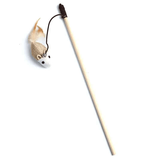 Wooden Cat Fishing Toy Stick Natural Cat Wand Interactive Cat Teaser Toy