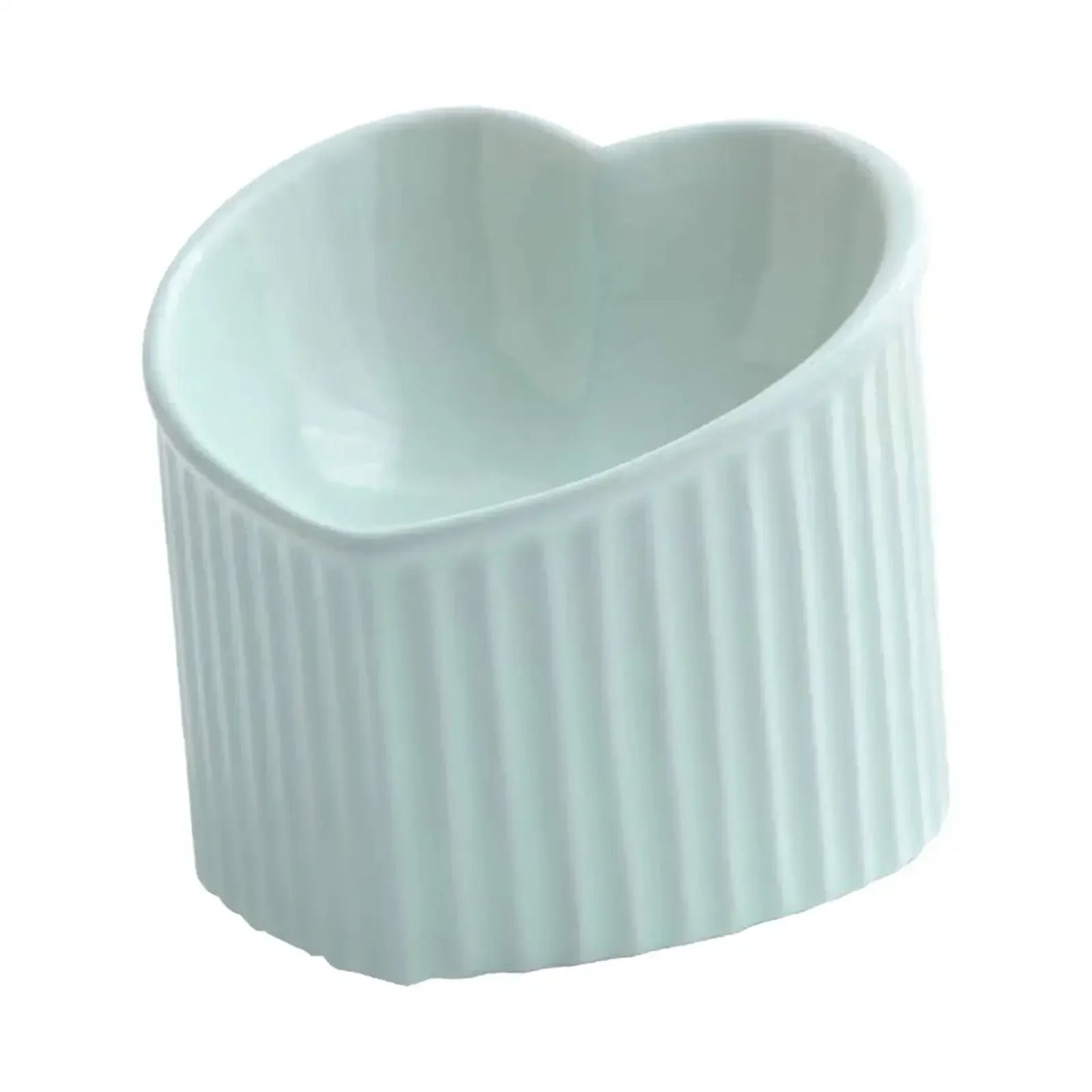 Elevated Ceramic Pet Bowl for Dogs and Cats Heart Edition